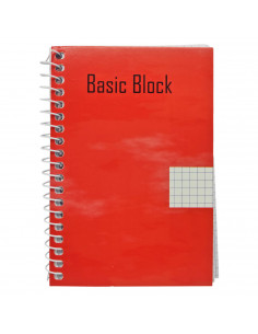 Tradineur - Cuaderno cuadriculado de 12º con encuadernación de espiral, libreta, bloc de notas con anilla, tapa de cartón y 80 h