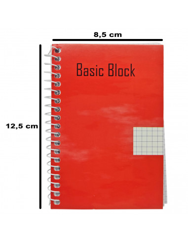 Tradineur - Cuaderno cuadriculado de 12º con encuadernación de espiral, libreta, bloc de notas con anilla, tapa de cartón y 80 h