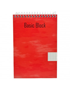 Tradineur - Cuaderno cuadriculado apaisado de 8º con encuadernación de espiral, libreta, bloc de notas con anilla, tapa de cartó