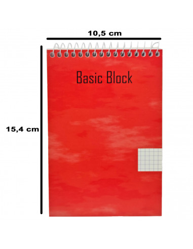 Tradineur - Cuaderno cuadriculado apaisado de 8º con encuadernación de espiral, libreta, bloc de notas con anilla, tapa de cartó