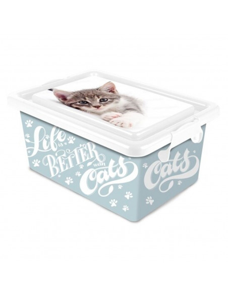 Tradineur Caja de almacenamiento Diseño de gatos Capacidad de 3,7 Litros Fabricado en España - Contenedor para almacenar Tradineur Caja de almacenamiento Diseño de gatos Capacidad de 3,7 Litros Fabricado en España - Contenedor para almacenar