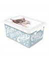 Tradineur  Caja de almacenamiento  Diseño de gatos  Capacidad de 3,7 Litros  Fabricado en España - Contenedor para almacenar