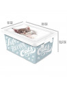 Tradineur  Caja de almacenamiento  Diseño de gatos  Capacidad de 3,7 Litros  Fabricado en España - Contenedor para almacenar