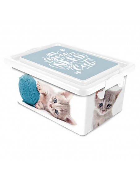 Tradineur Caja de almacenamiento Diseño Gatos Capacidad de 7,5 Litros Fabricado en España - Contenedor para almacenar ju Tradineur Caja de almacenamiento Diseño Gatos Capacidad de 7,5 Litros Fabricado en España - Contenedor para almacenar ju