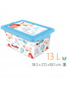 Tradineur  Caja de almacenamiento  Diseño Lets Fly  Capacidad de 13 Litros  Fabricado en España - Contenedor para almacenar
