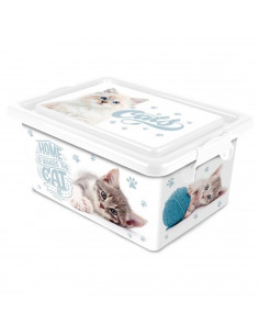 Tradineur  Caja de almacenamiento  Diseño Gatos  Capacidad de 13 Litros  Fabricado en España - Contenedor para almacenar jug