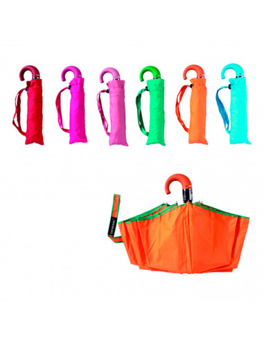 Tradineur - Paraguas plegable - mango curvo - Fabricado en poliéster - Características: Antiviento, apertura automática, 8 varil
