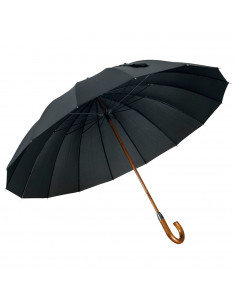 Tradineur - Paraguas largo de caballero - Mango de madera - Fabricado en poliéster - Antiviento, Apertura automática, 16 varilla