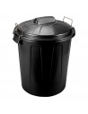 Tradineur - Cubo de basura con asas metálicas y tapa, plástico resistente, contenedor de residuos, papelera, reciclaje, industri