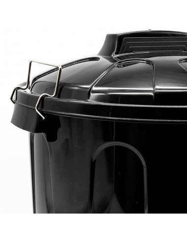 Tradineur - Cubo de basura con asas metálicas y tapa, plástico resistente, contenedor de residuos, papelera, reciclaje, industri