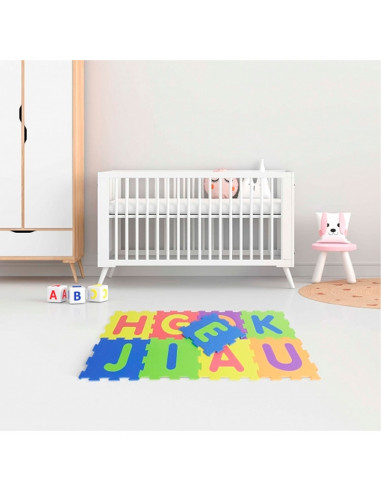 Tradineur - Pack de 10 baldosas de goma eva con letras desmontables, esterilla, puzzle para habitación de bebé, niños, alfombril