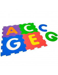 Tradineur - Pack de 26 baldosas de goma eva con letras desmontables, abecedario, esterilla, puzzle para habitación de bebé, niño
