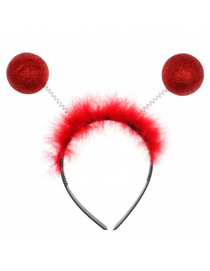 Tradineur - Diadema de mariquita con antenas y bolas, accesorio para disfraces, carnaval, Halloween, cosplay, fiesta, adultos y
