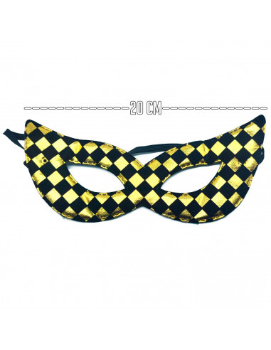 Tradineur - Diadema con cuernos y antifaz - Fabricado en poliéster - Accesorio para disfraces - Diseño a cuadros en color negro