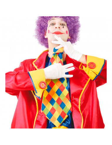 Tradineur - Corbata de payaso - Fabricado en poliéster - Accesorio para disfraces, carnaval, Halloween - Longitud de 55 cm - Dis