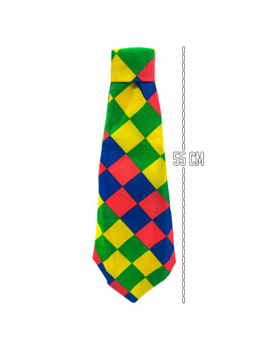 Tradineur - Corbata de payaso - Fabricado en poliéster - Accesorio para disfraces, carnaval, Halloween - Longitud de 55 cm - Dis