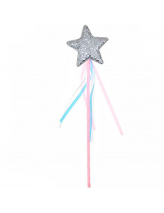 Tradineur - Varita con estrella para disfraz de hada, princesa, accesorio para disfraces infantiles, lentejuelas, brillante, car