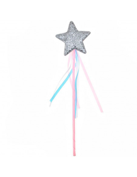 Tradineur - Varita con estrella para disfraz de hada, princesa, accesorio para disfraces infantiles, lentejuelas, brillante, car Tradineur - Varita con estrella para disfraz de hada, princesa, accesorio para disfraces infantiles, lentejuelas, brillante, car