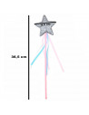 Tradineur - Varita con estrella para disfraz de hada, princesa, accesorio para disfraces infantiles, lentejuelas, brillante, car