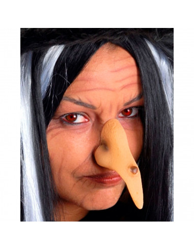 Tradineur - Nariz de bruja con cordón, accesorio para disfraz de bruja, hechicera malvada, carnaval, Halloween, cosplay, fiestas