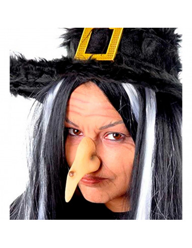 Tradineur - Nariz de bruja con cordón, accesorio para disfraz de bruja, hechicera malvada, carnaval, Halloween, cosplay, fiestas