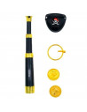 Tradineur - Set de pirata infantil, incluye catalejo de 21 cm, parche, arete y monedas, plástico, accesorios para disfraz de cor