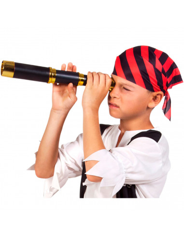 Tradineur - Set de pirata infantil, incluye catalejo de 21 cm, parche, arete y monedas, plástico, accesorios para disfraz de cor
