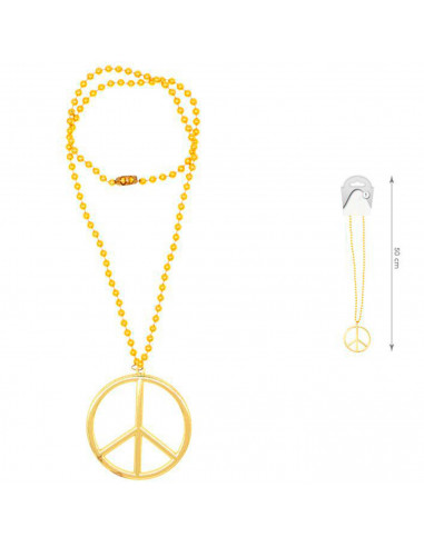 Tradineur - Collar de hippie para adulto, plástico y metal, accesorio para disfraces, carnaval, Halloween, cosplay, fiestas (Dor