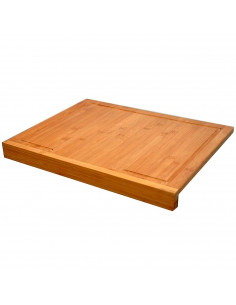 Tradineur - Tabla de cortar de bambú, colocación en borde de encimera, duradera y resistente, material natural, ecológico, fácil