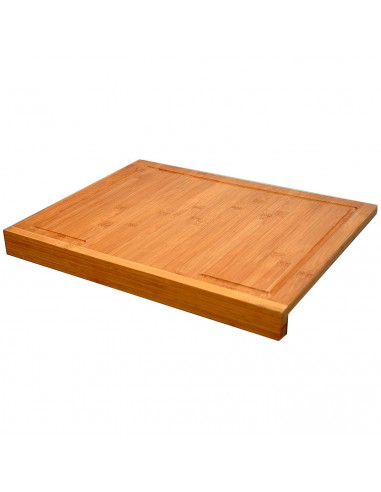 Tradineur - Tabla de cortar de bambú, colocación en borde de encimera, duradera y resistente, material natural, ecológico, fácil