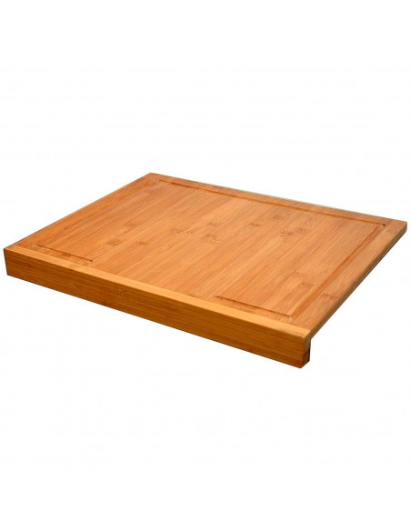 Tradineur - Tabla de cortar de bambú, colocación en borde de encimera, duradera y resistente, material natural, ecológico, fácil