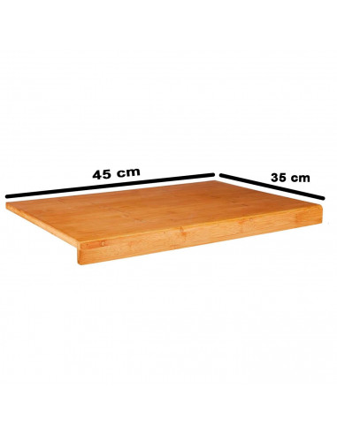 Tradineur - Tabla de cortar de bambú, colocación en borde de encimera, duradera y resistente, material natural, ecológico, fácil