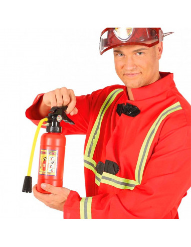 Tradineur - Extintor de juguete, pistola de agua de plástico, incluye tubo de goma, complemento para disfraz de bombero, carnava