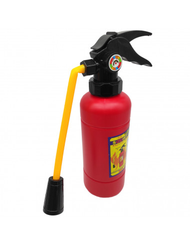 Tradineur - Extintor de juguete, pistola de agua de plástico, incluye tubo de goma, complemento para disfraz de bombero, carnava
