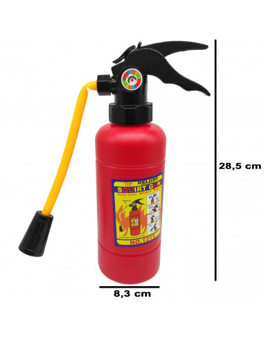 Tradineur - Extintor de juguete, pistola de agua de plástico, incluye tubo de goma, complemento para disfraz de bombero, carnava