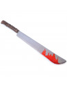 Tradineur - Machete sangriento de plástico, cuchillo con sangre, arma de juguete, accesorio para disfraz de asesino, personajes
