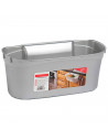Tradineur - Cesta de plástico de color plata, recogedora para múltiples usos, de 13 x 30 x 17 cm. Recogedor para distintos usos,