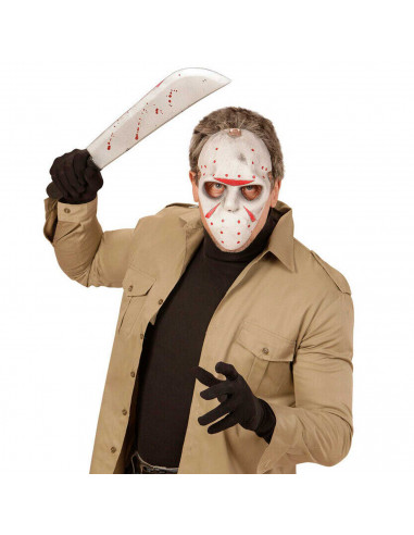 Tradineur - Machete sangriento de plástico, cuchillo con sangre, arma de juguete, accesorio para disfraz de asesino, personajes