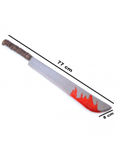 Tradineur - Machete sangriento de plástico, cuchillo con sangre, arma de juguete, accesorio para disfraz de asesino, personajes