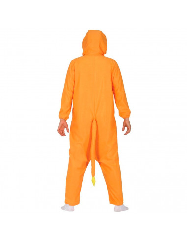 Tradineur - Disfraz de dragón naranja para adulto, fibra sintética, incluye mono con capucha y cola, carnaval, Halloween, cospla
