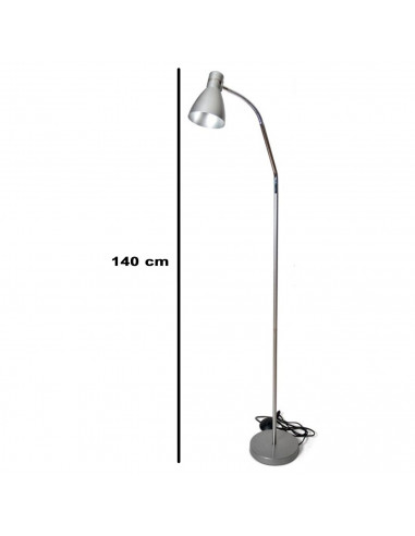 Tradineur - Lámpara de pie metálica, incluye brazo oscilante, lámpara de lectura ajustable con enchufe, casquillo E27, 40W, inte