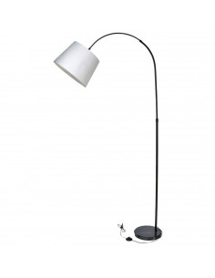 Tradineur - Lámpara de pie de metal y tulipa de tela, brazo oscilante, lámpara de lectura, interruptor de cable y enchufe, casqu