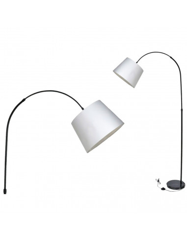 Tradineur - Lámpara de pie de metal y tulipa de tela, brazo oscilante, lámpara de lectura, interruptor de cable y enchufe, casqu
