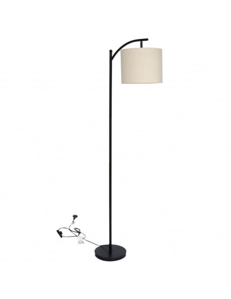 Tradineur - Lámpara de pie de metal con tulipa de tela, lámpara decorativa con interruptor de cable y enchufe, casquillo E27, 40 Tradineur - Lámpara de pie de metal con tulipa de tela, lámpara decorativa con interruptor de cable y enchufe, casquillo E27, 40