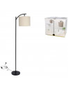 Tradineur - Lámpara de pie de metal con tulipa de tela, lámpara decorativa con interruptor de cable y enchufe, casquillo E27, 40