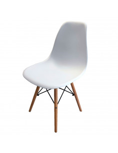 Tradineur - Silla con asiento de plástico y patas de madera, estilo nórdico, silla de interior, diseño escandinavo, ideal para c