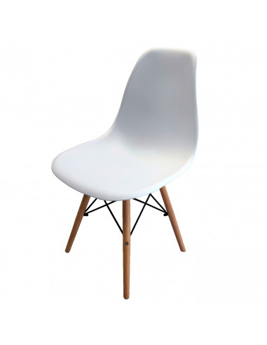 Tradineur - Silla con asiento de plástico y patas de madera, estilo nórdico, silla de interior, diseño escandinavo, ideal para c