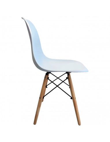 Tradineur - Silla con asiento de plástico y patas de madera, estilo nórdico, silla de interior, diseño escandinavo, ideal para c