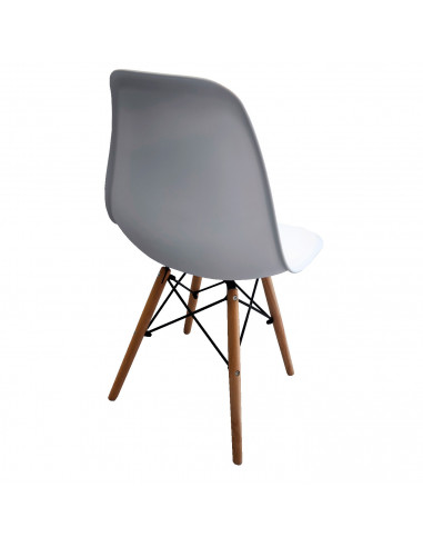 Tradineur - Silla con asiento de plástico y patas de madera, estilo nórdico, silla de interior, diseño escandinavo, ideal para c