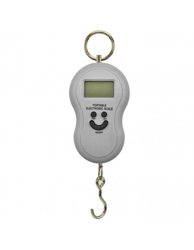 Tradineur - Báscula de mano digital para equipaje, máximo 50 kg, incluye gancho, funciona con pilas, báscula portátil colgante p